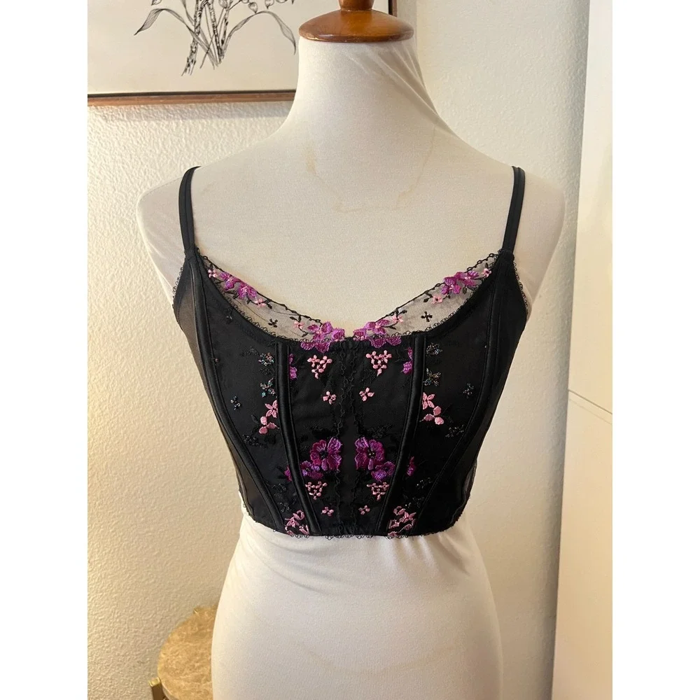 Victorias Secret Womens Black Corset Bustier Bralette Sz S NWT Fairy Sexy Goth‎