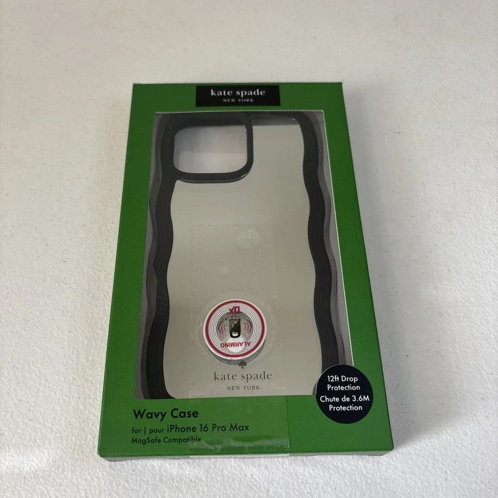 NWT Kate Spade iPhone 16 Pro Max Case W/ MagSafe‎ compatible Black Wavy