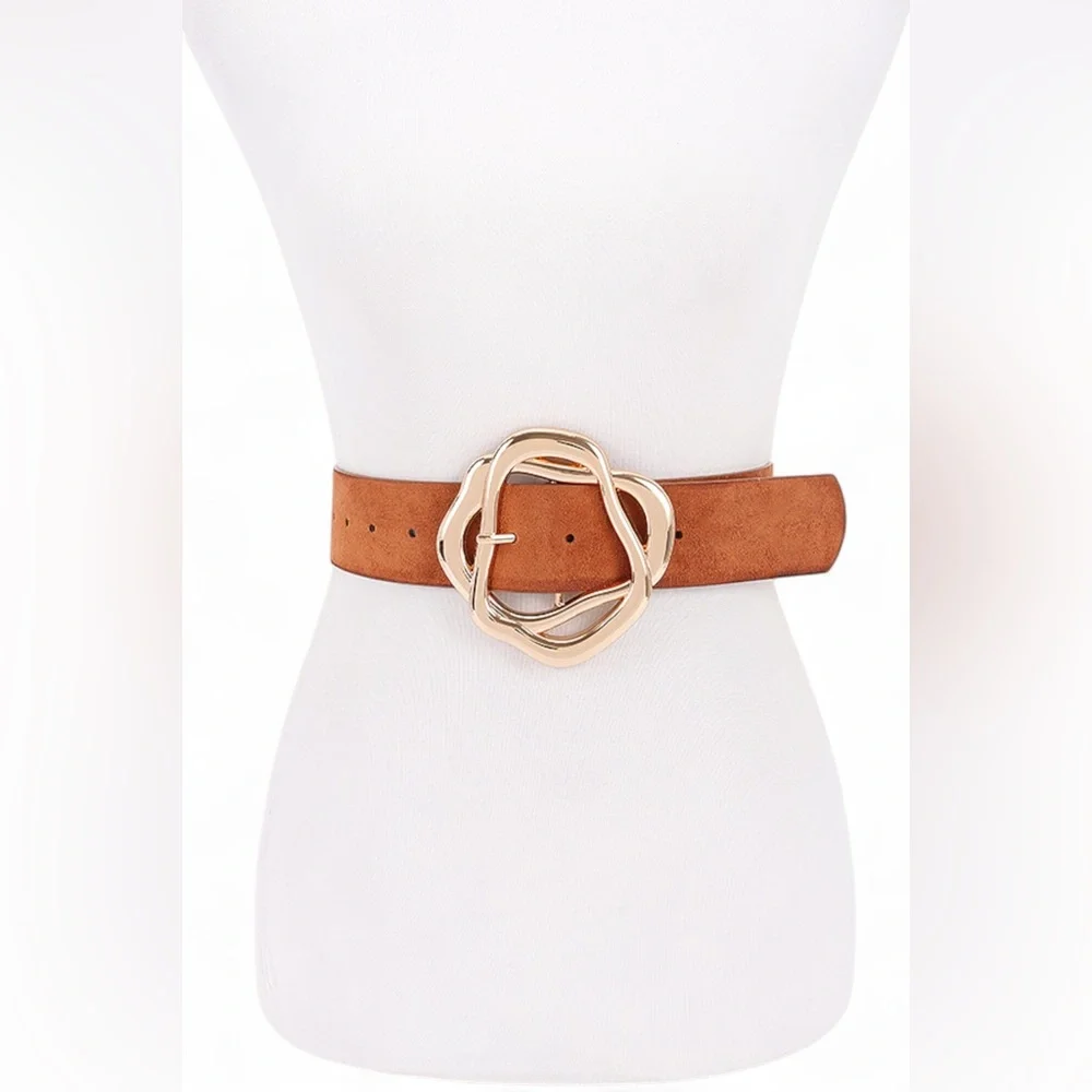 Vegan Suede Statement Belt - Brown, Camel, Black