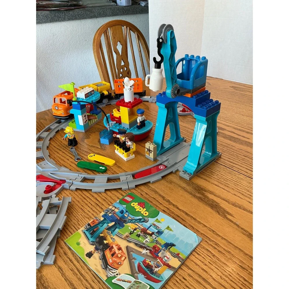 LEGO Duplo Cargo Train 10875 Push & Go Steam Train Harbor Crane Set works