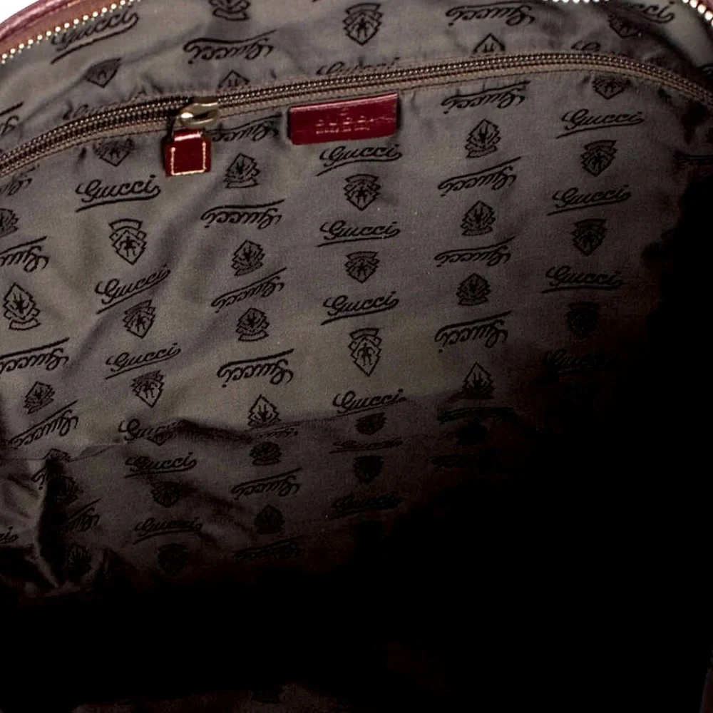 GUCCI Supreme Wine Leather Oversized Messenger Top Zip Bag With: DUST BAG