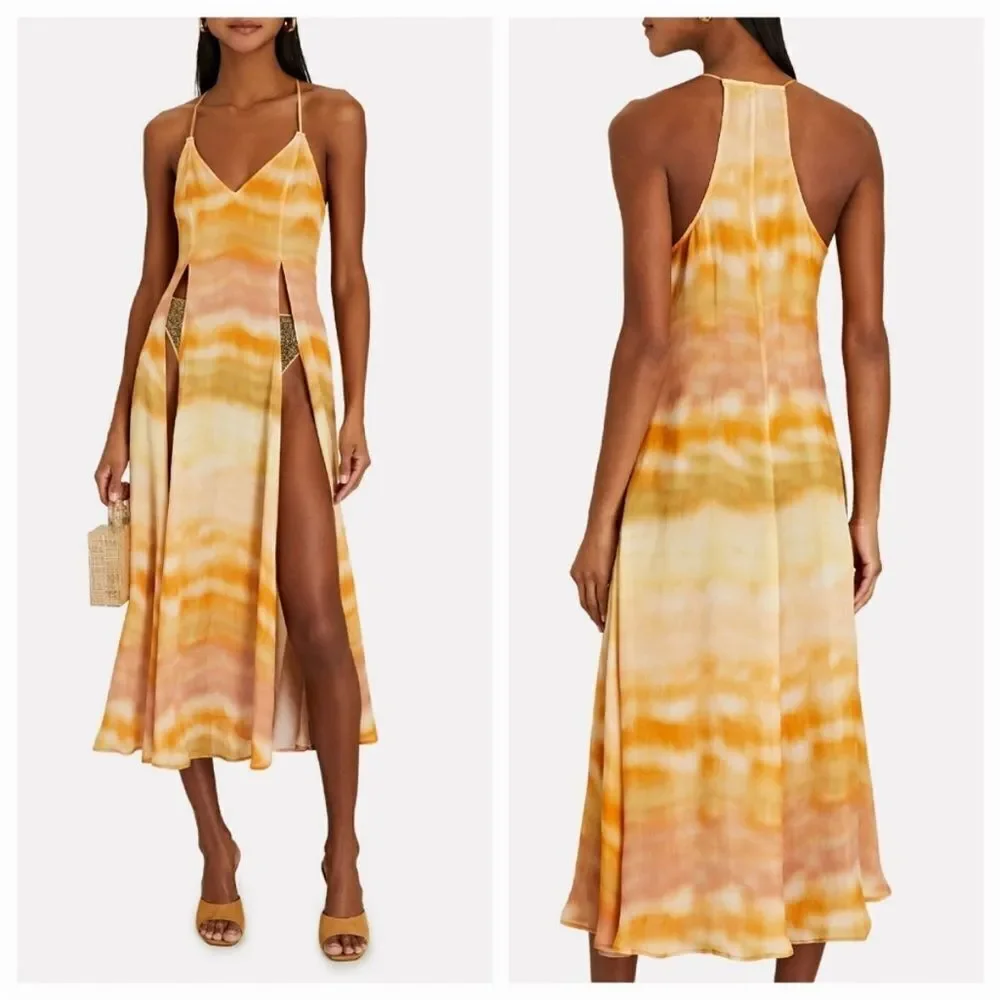 Cult Gaia NWT Domino Tie-Dye Split Front Cover Up in Dusty Dye Medium