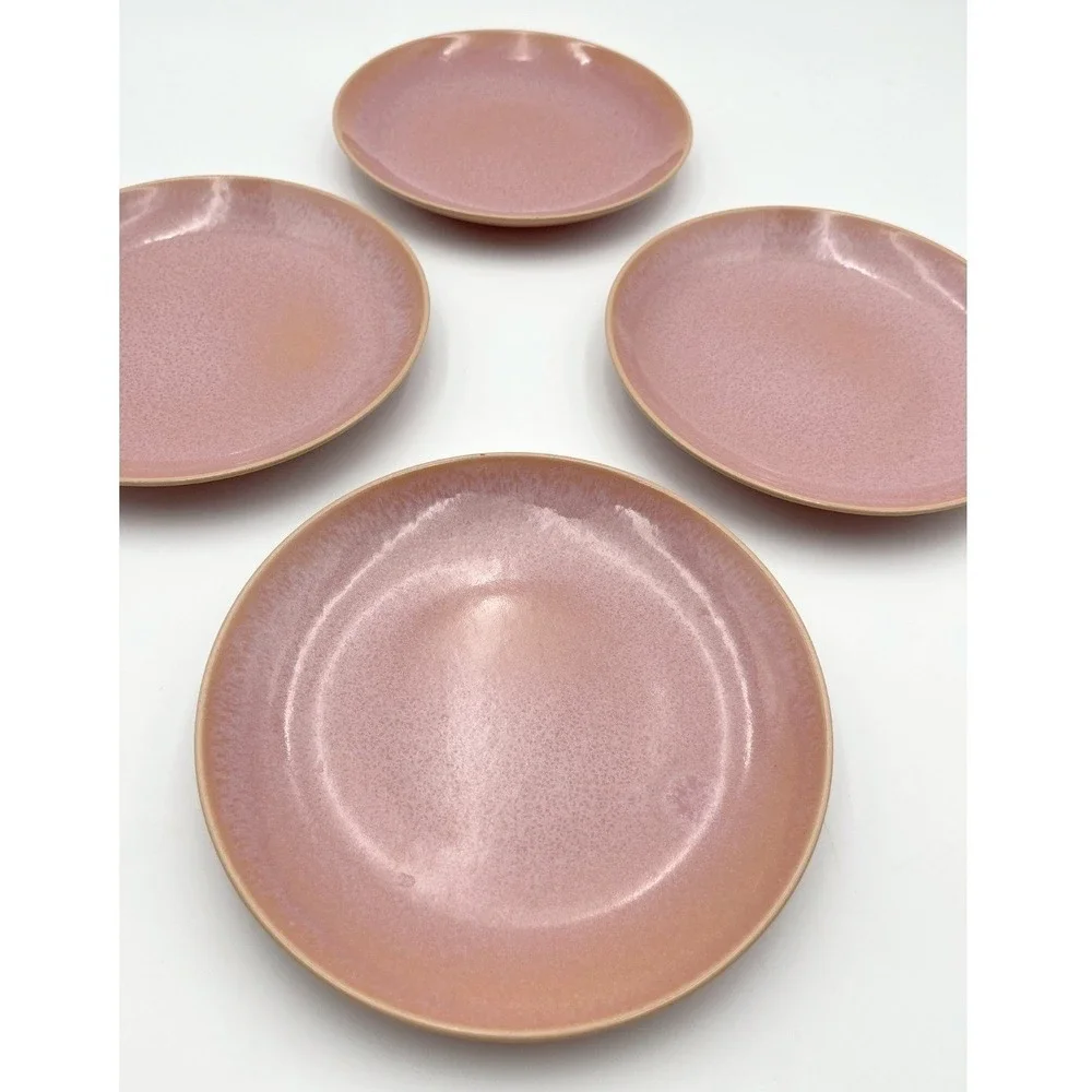 Set of 4 IKEA Blush Pink Speckled Reactive Glaze Stoneware Salad Plates 7.75