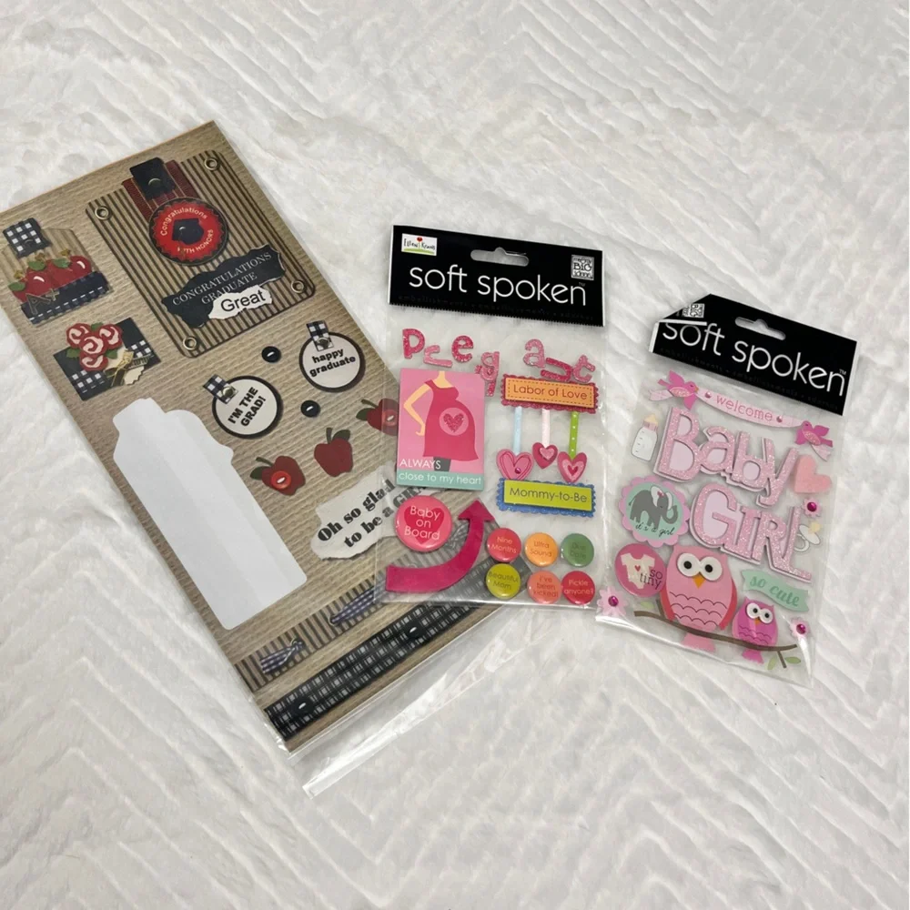 Soft Spoken Scrapbook‎ Stickers Set Pregnancy Baby Girl