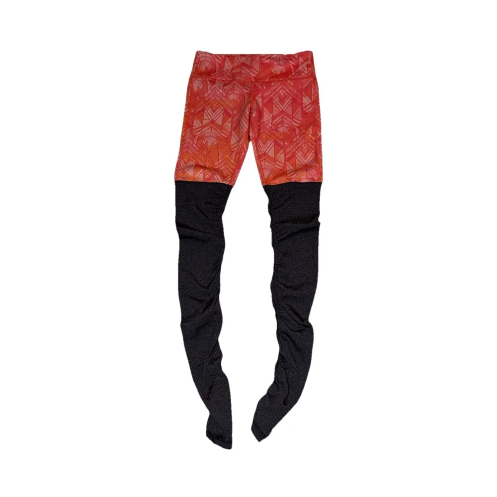 ALO YOGA GUAVA INDIO RIBBED GODDESS LEGGING ORANGE GRAY COLOR SIZE XS