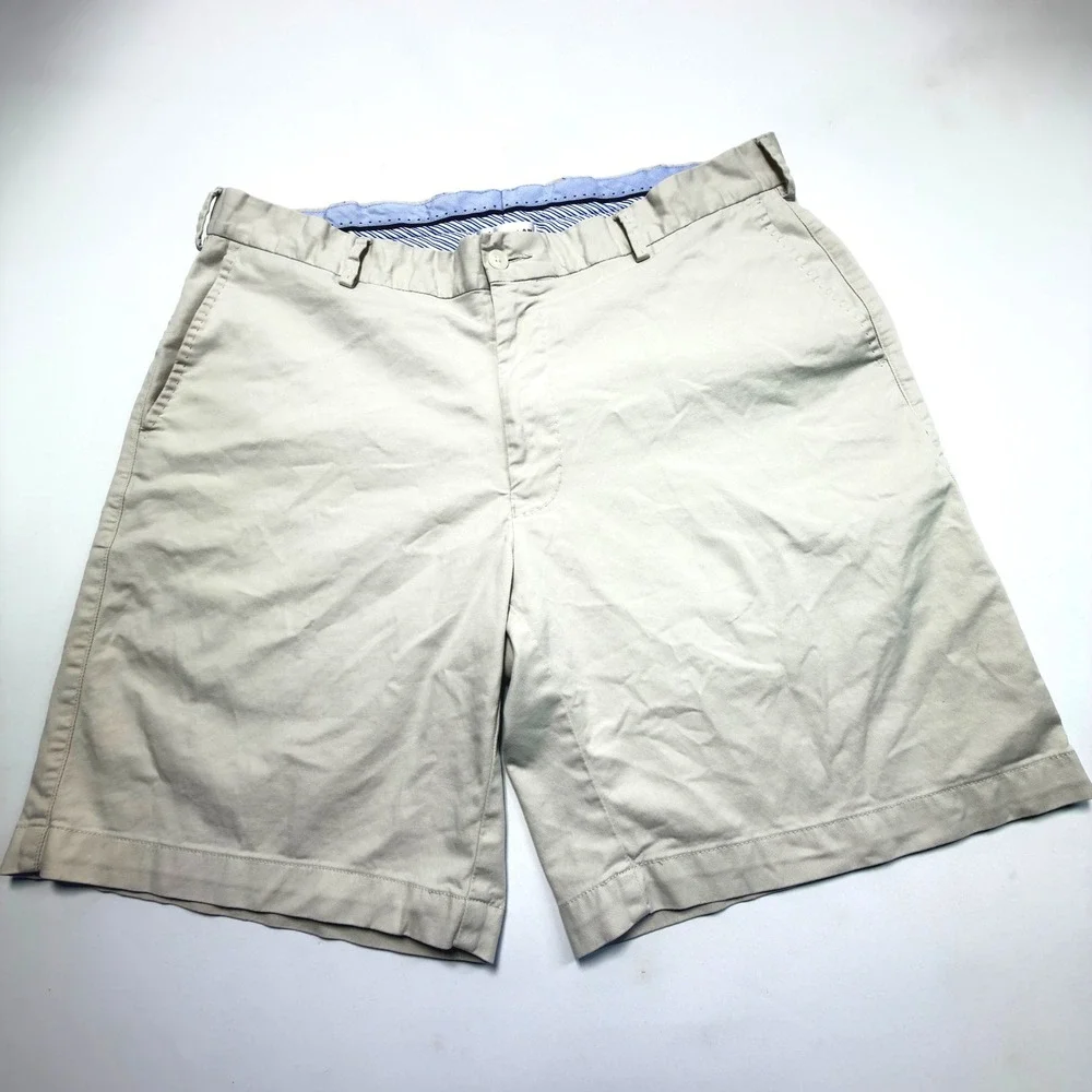 Peter Millar Crown Sport Khaki Golf Shorts Men's 36 Flat Front Classic Fit