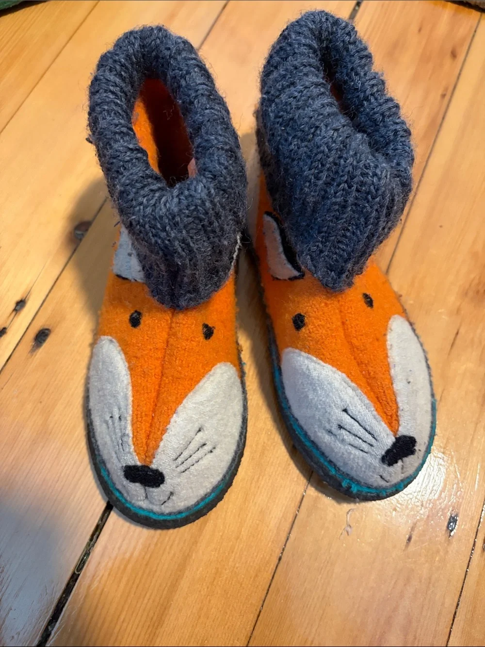 🦊Garnett Hill Kids 11 Boiled Wool Slippers Booties Fox Little Kids. EUC.