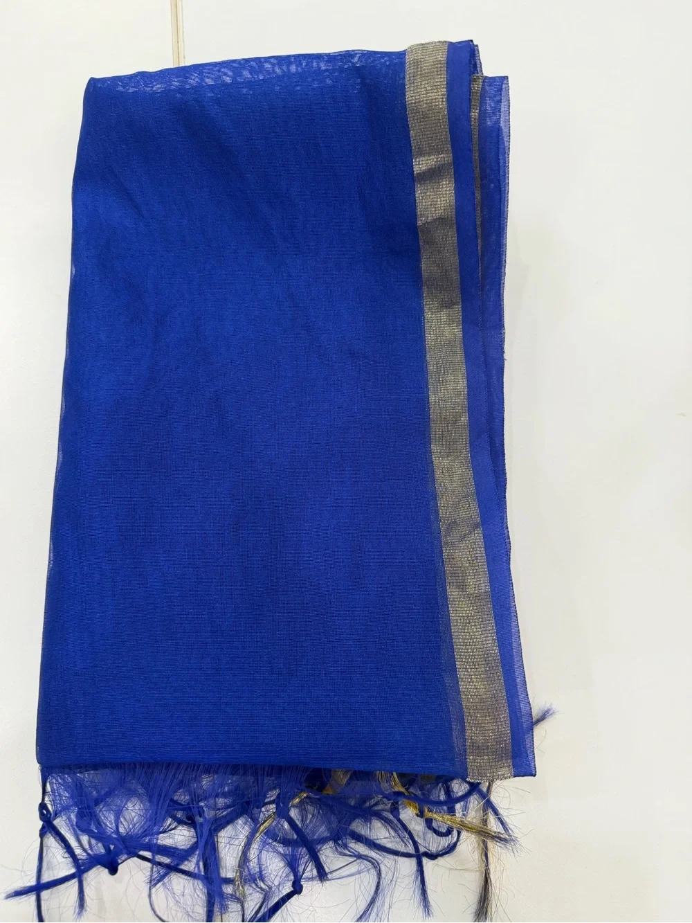Royal Blue Gold Sheer Indian Dupatta Scarf 96”