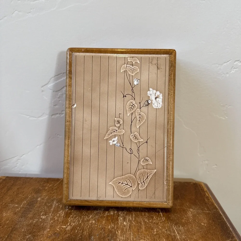 Vintage Vitroceramica Big Bear Lake CA Ceramic Tile‎ Wood Frame Footed Trivet