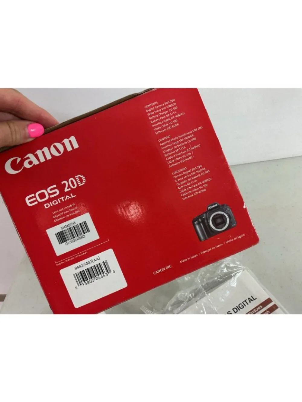 Canon EOS 20D Digital Box Booklet & Box Only New