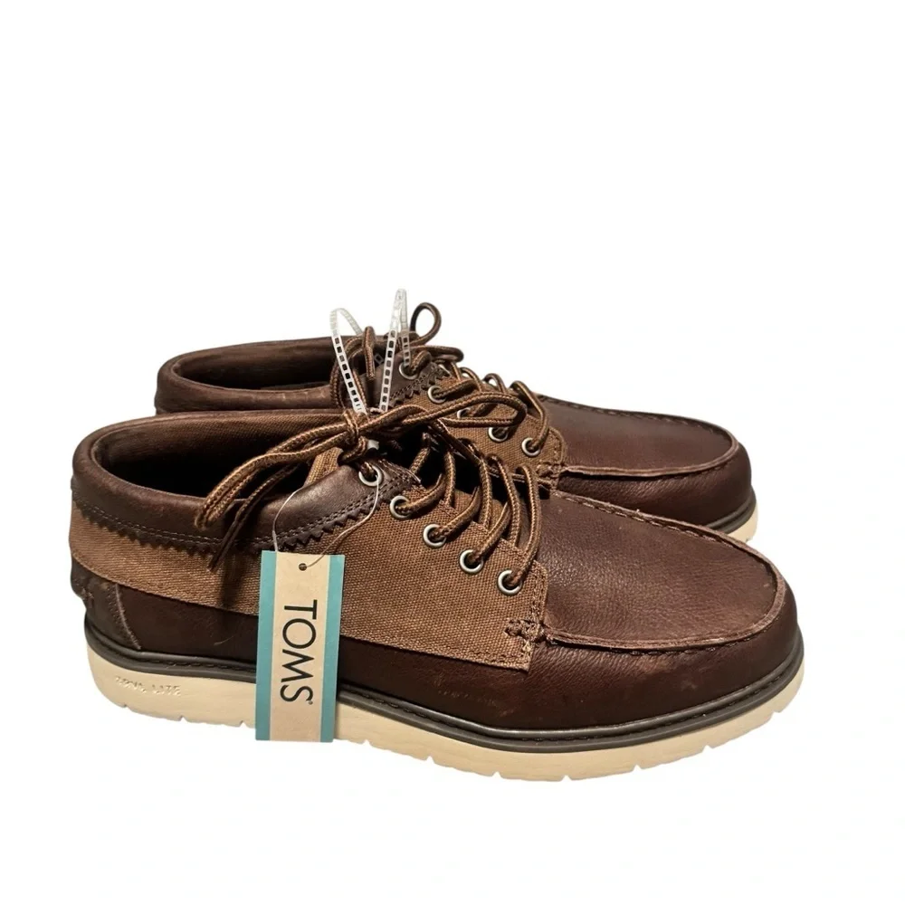 TOMS Men's Travel Lite Forrest Chukka Boot Brown Leather Waxed Lace Up Size 10.5