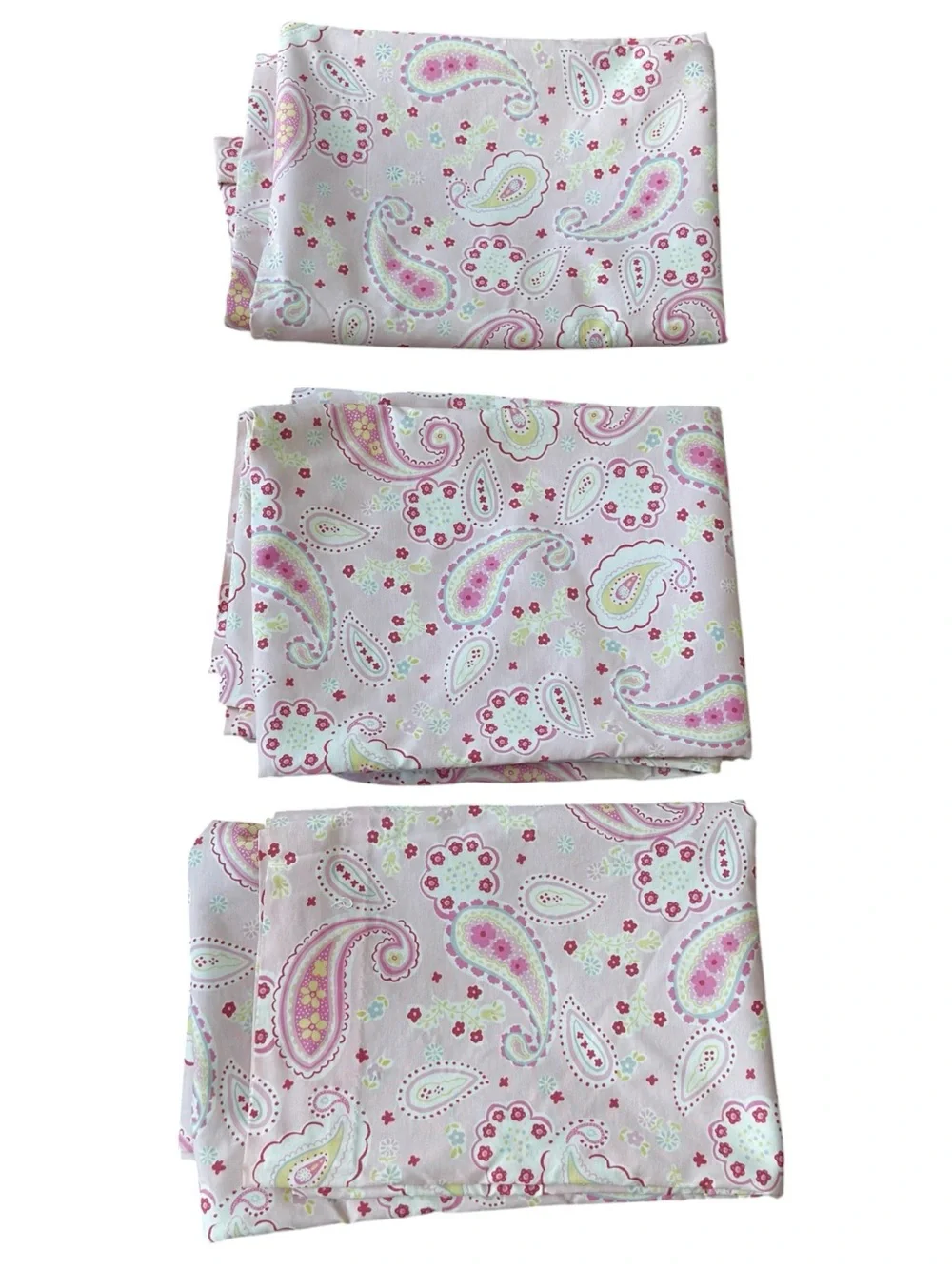 Pottery Barn Kids Girls Pink Paisley Window Curtains SET OF 3. 44 x 63 inches.