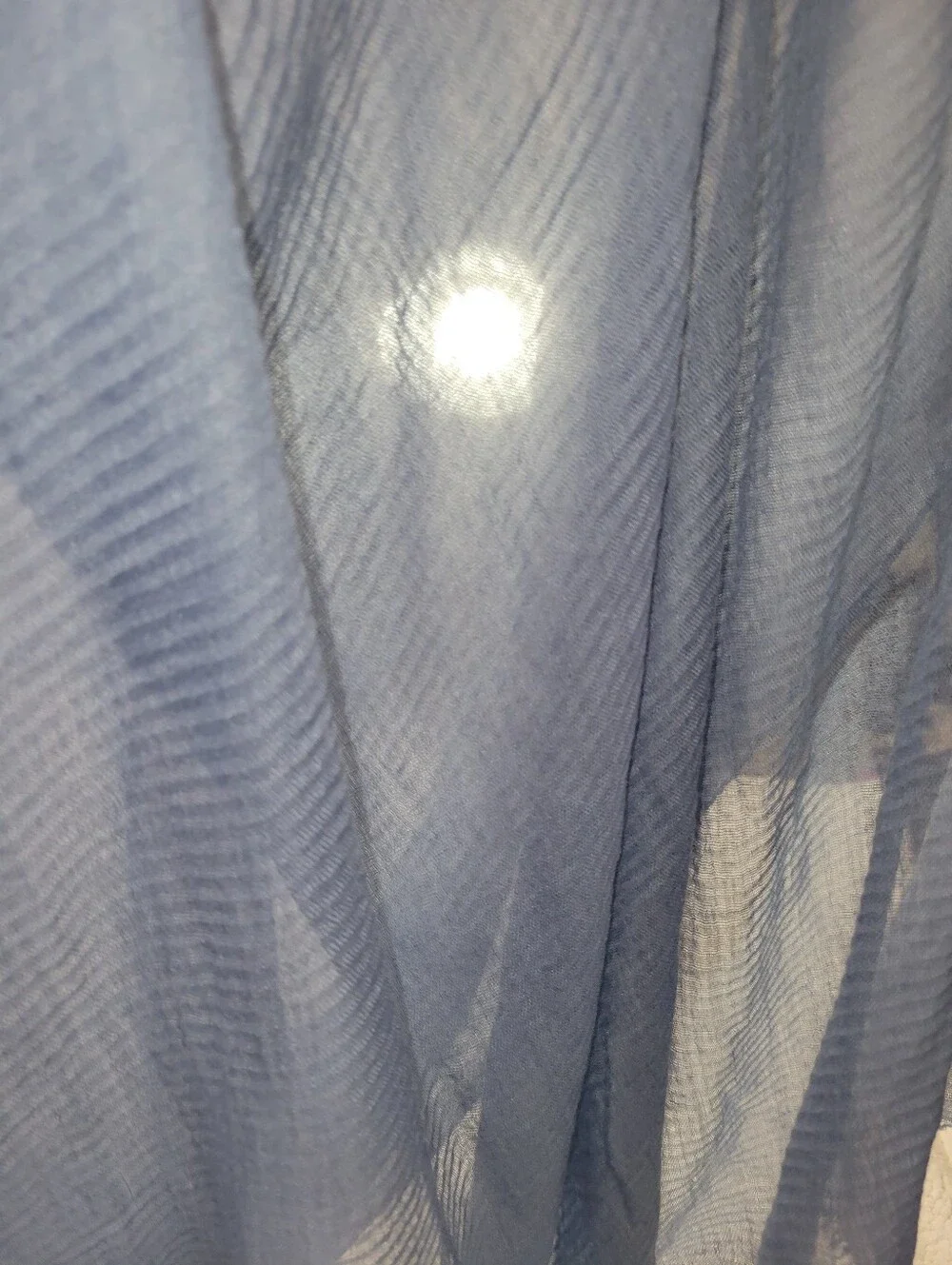 MANGO Lightweight Blue Scarf Wrap Large Oversized Frayed Edge Accessory