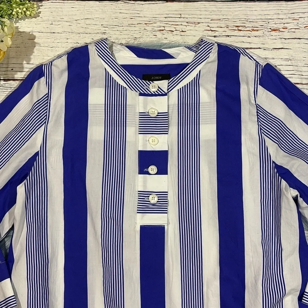 J. Crew nautical Button-front cotton poplin tunic in stripe