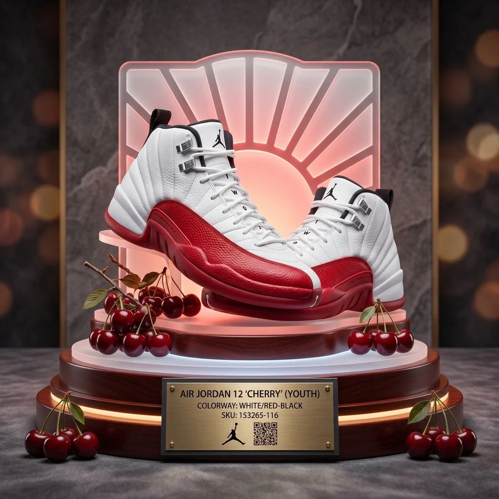 Jordan 12 Retro Cherry 153265-116 4Y 5.5W
