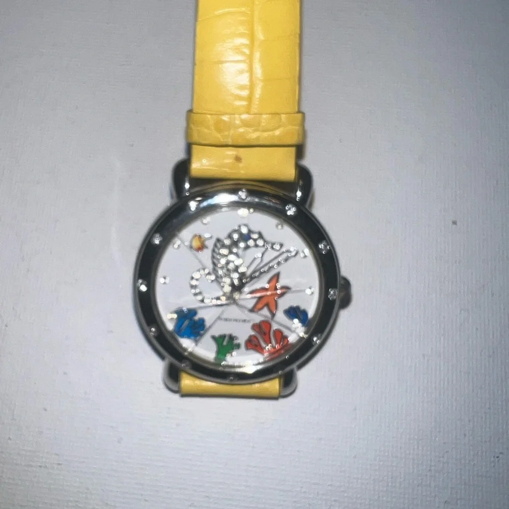 ♦️ Yellow Leather Strap Women's Watch‎