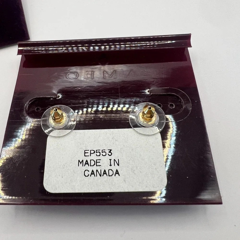 Vintage Cameon‎ Necklace & Earring Set NOS Gold Tone Faux Pearl Glass Cabochon