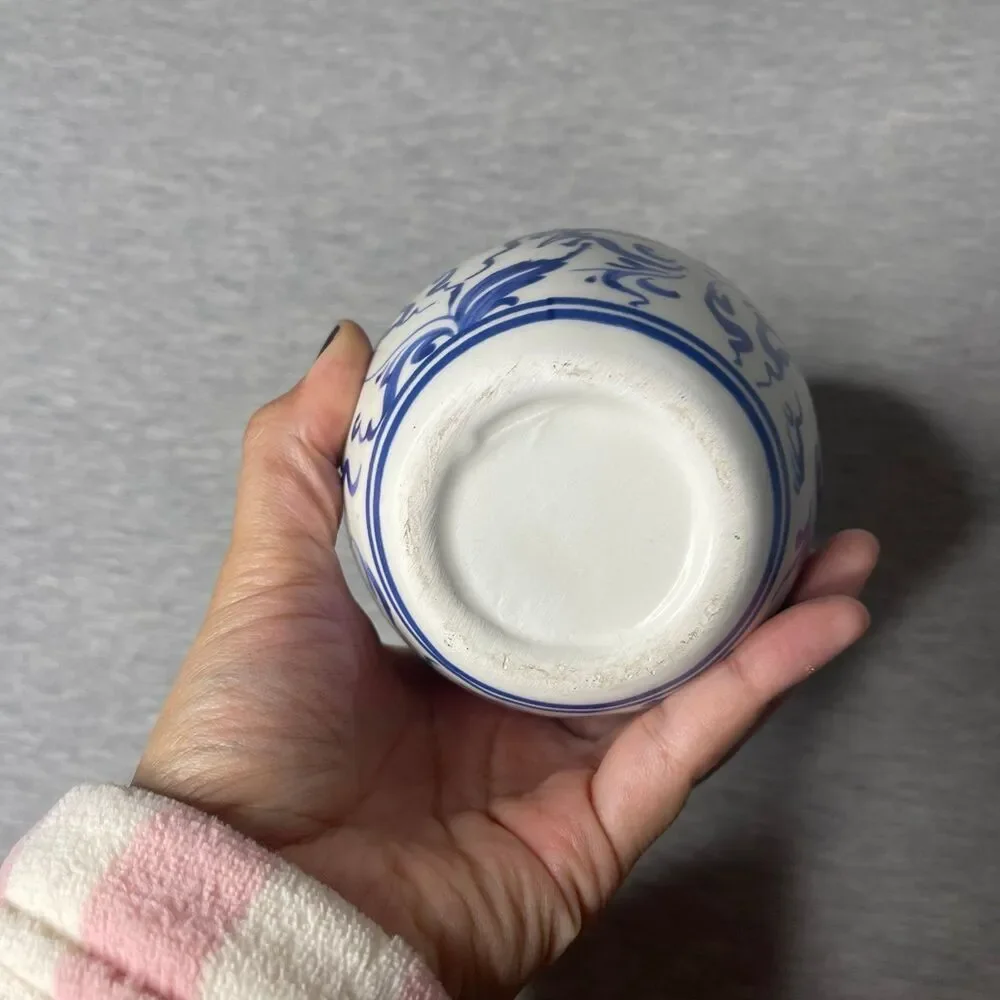Target White & Blue 7.5” Round Portuguese Floral Ceramic Vase