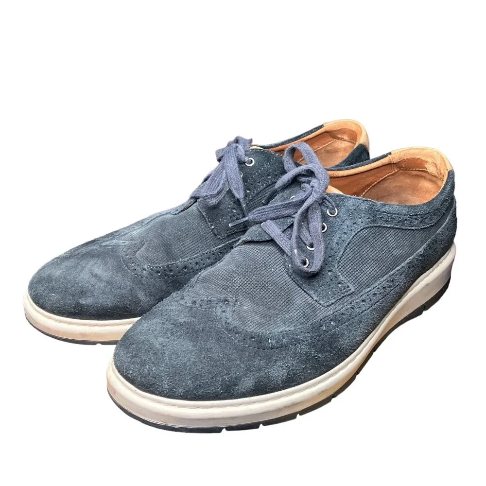 Johnston & Murphy‎ Men's 9.5 M Elliston Wingtip Blue Suede Casual Dress Shoes