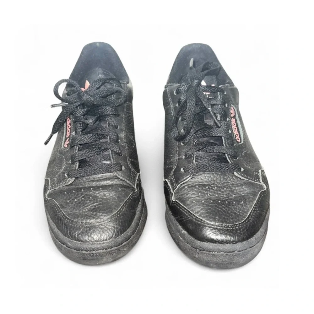 Adidas Continental 80 Women Black‎ Leather Pink Accent Sneakers Shoes Size 8