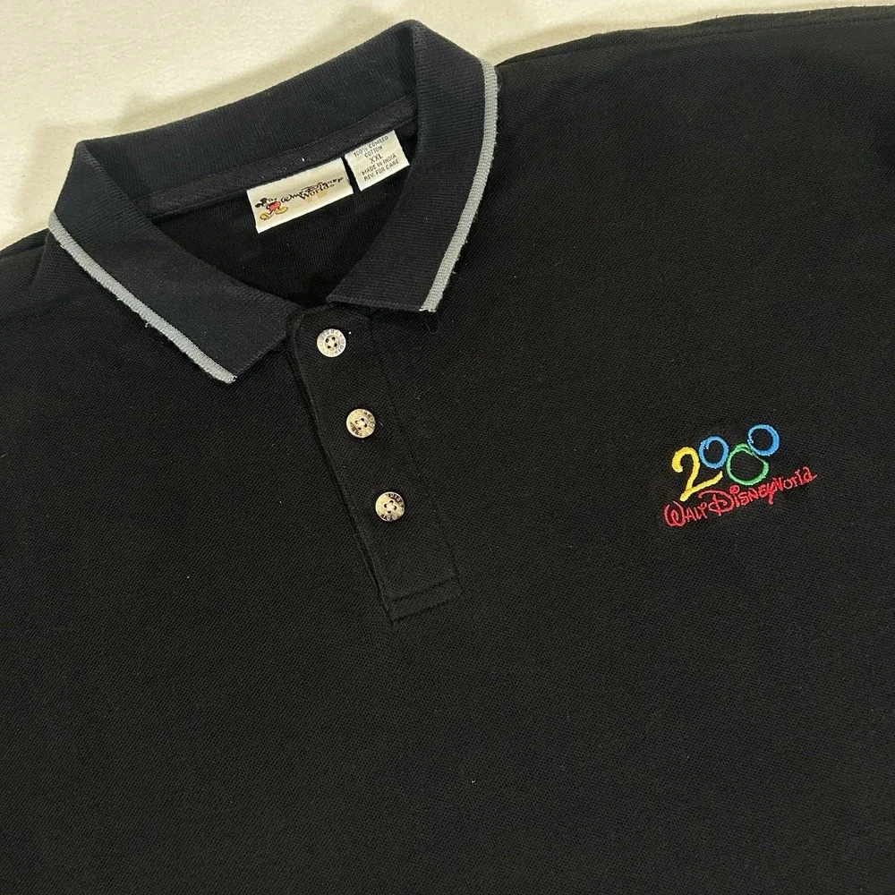 Vintage Walt Disney World 2000 Men's XXL Black Short Sleeve Golf‎ Polo Shirt