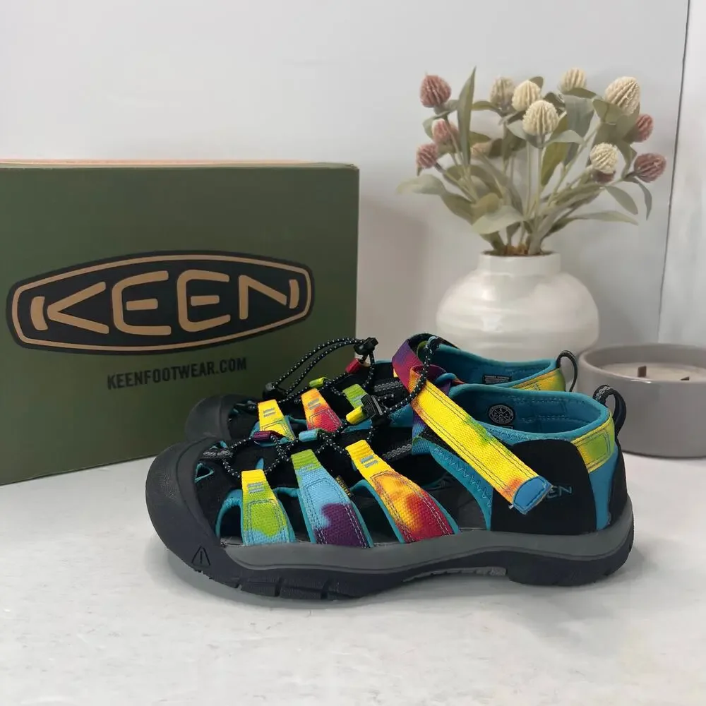 Keen Newport H2 Outdoor Hiking Water Sandals Black Multi Big Kids 6 Light wear