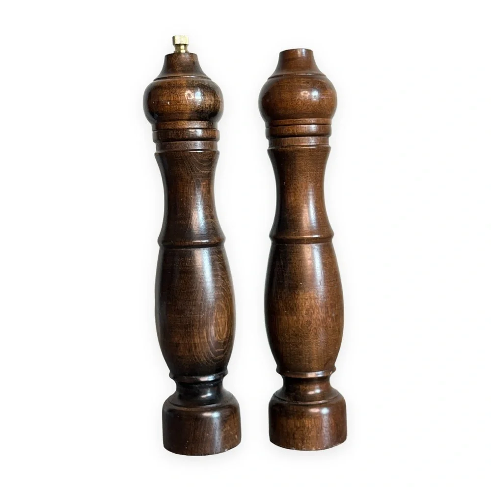 Vintage Wood Pepper Mill Grinder Salt Shaker 10