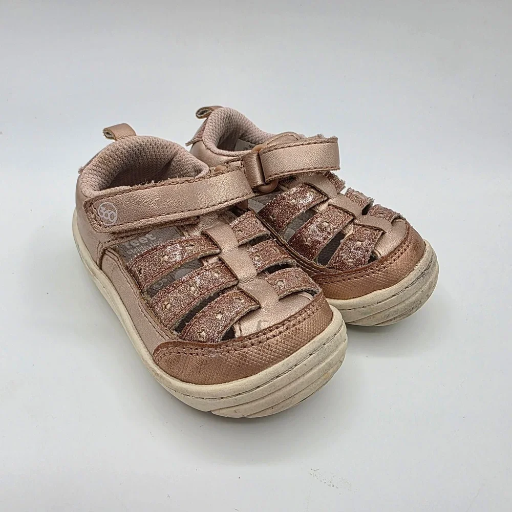 Stride Rite 360 Devany Rose Gold Metallic Glitter Sandals Kids Size 5M TG000402