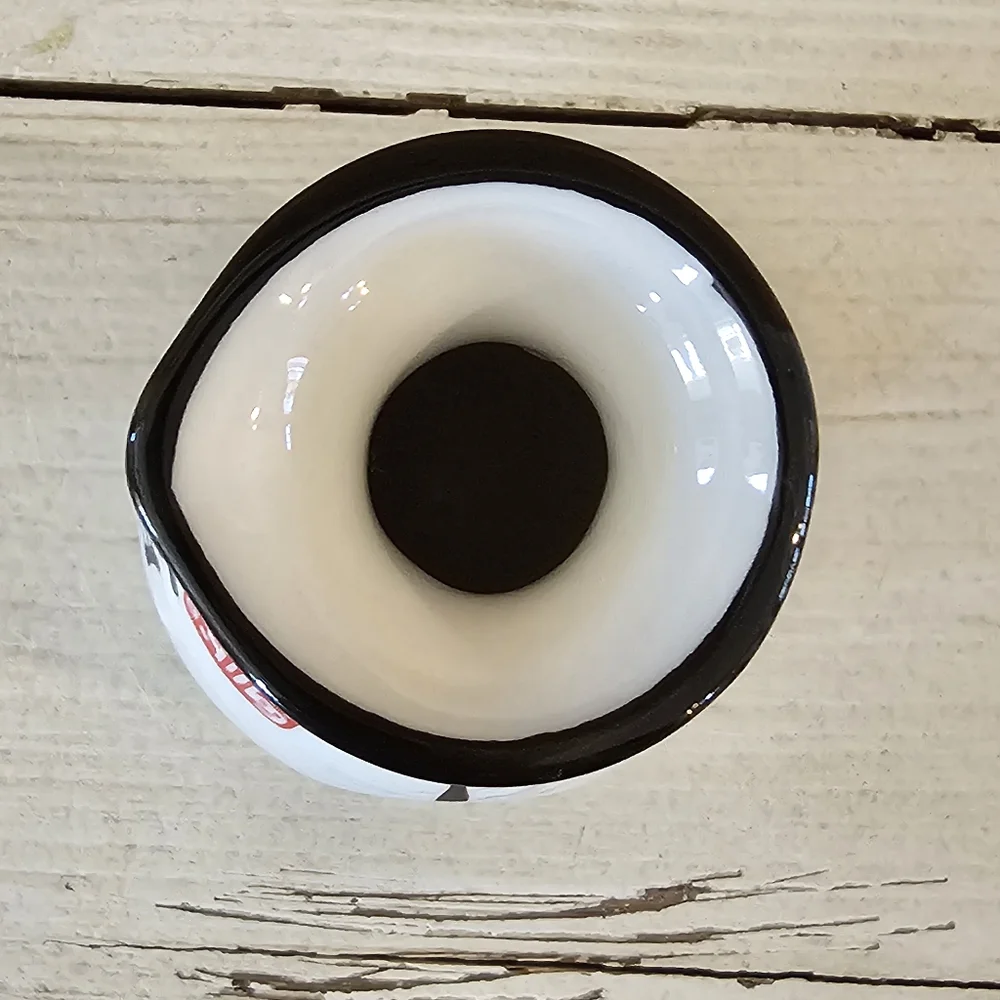 Ceramic sake carafe white with red & black characters