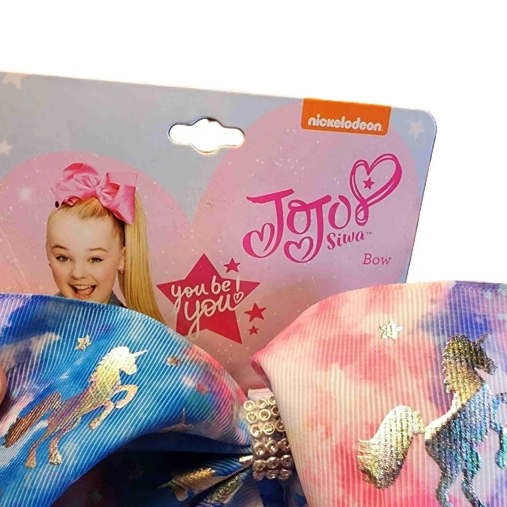 NWT Jojo Siwa Multicolor Embellished Rhinestones Unicorn Stars Hair‎ Bow Clip