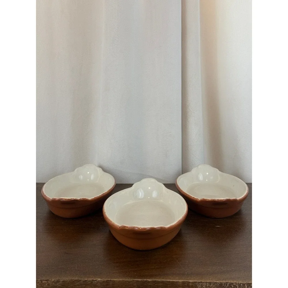 VTG SetTHREE Burden USA Oval Brown Stoneware Au Gratin 8 1/4