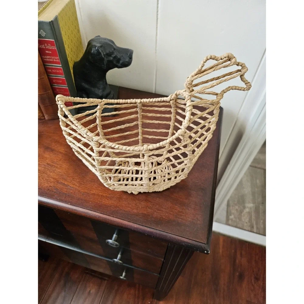 Hen Basket Open Weave Chicken Decor  Farmhouse/whimsy