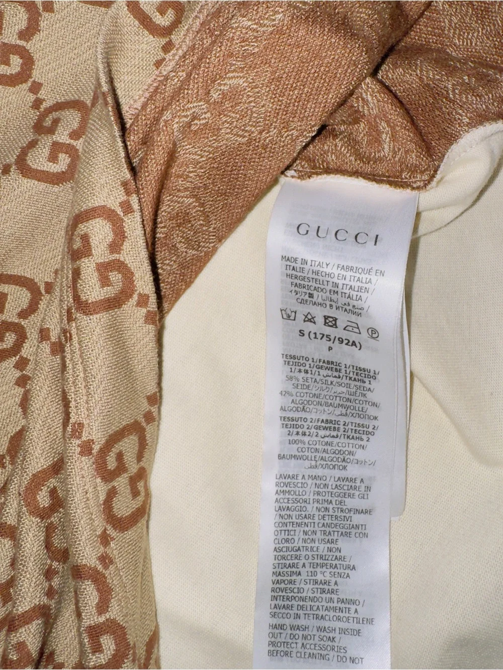 Gucci Beige and Brown GG Logo Polo Shirt