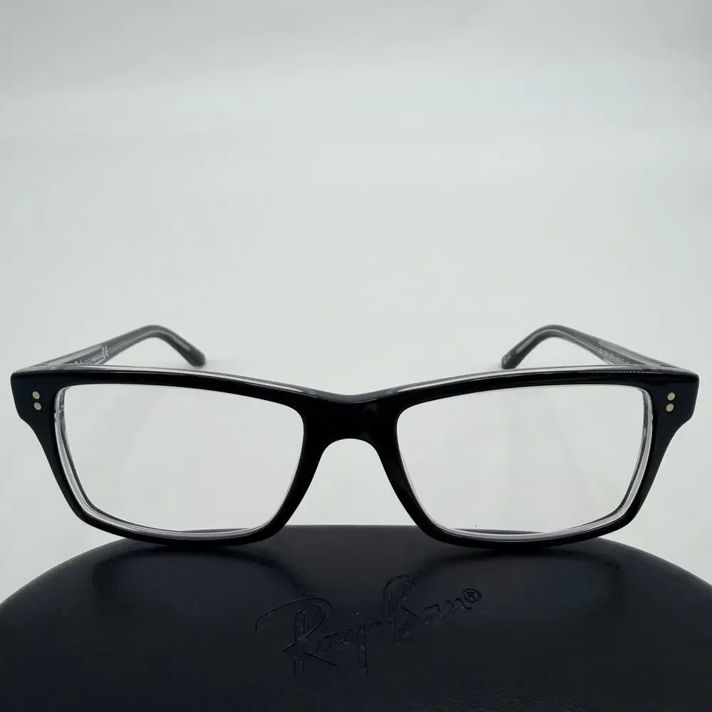 Ray Ban RB 5225 2034 Black on Transparent Rectangle Eyeglasses Frames 54-17-145