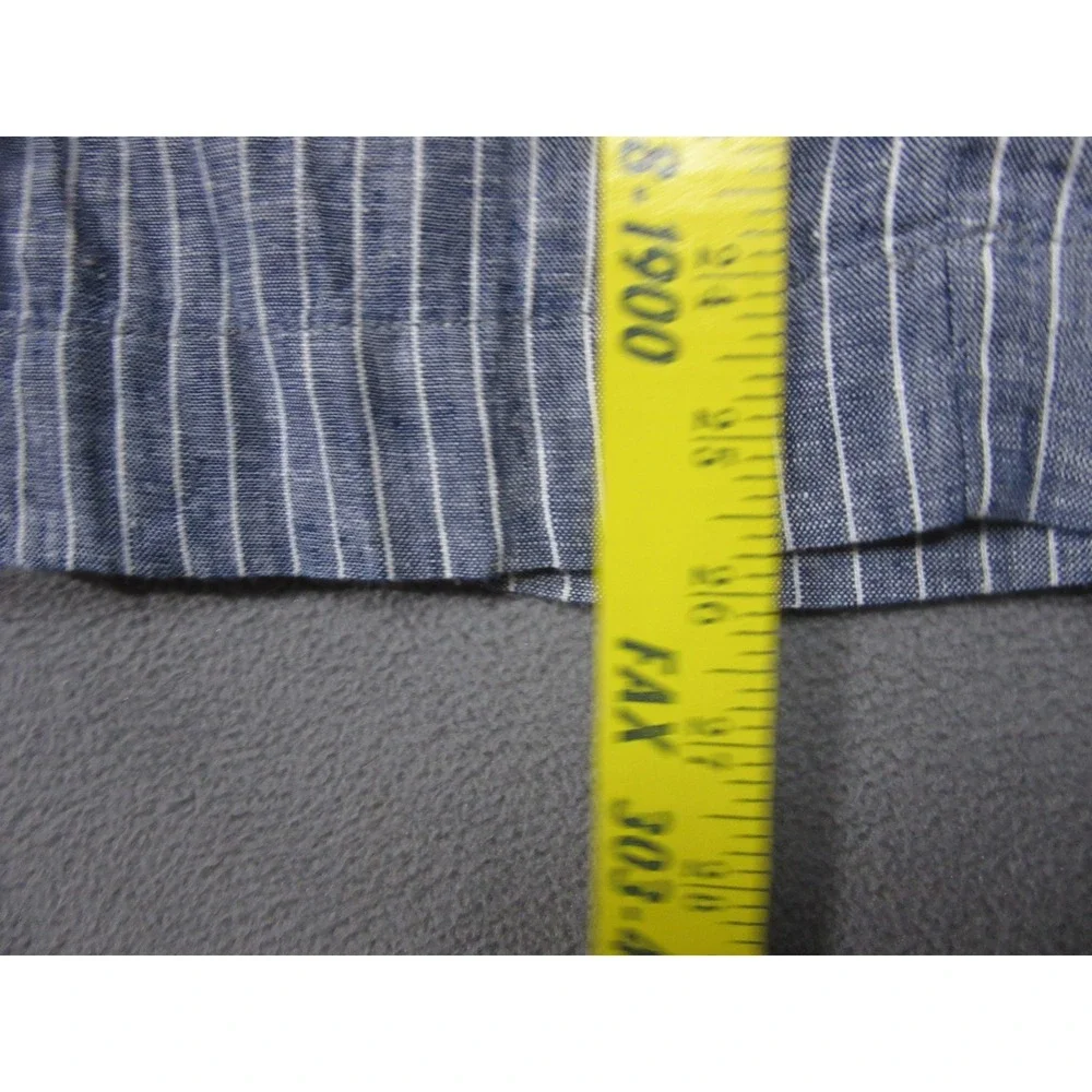 Quince Linen Pants Womens Medium Blue White Stripe Chambray Drawstring Wide Leg