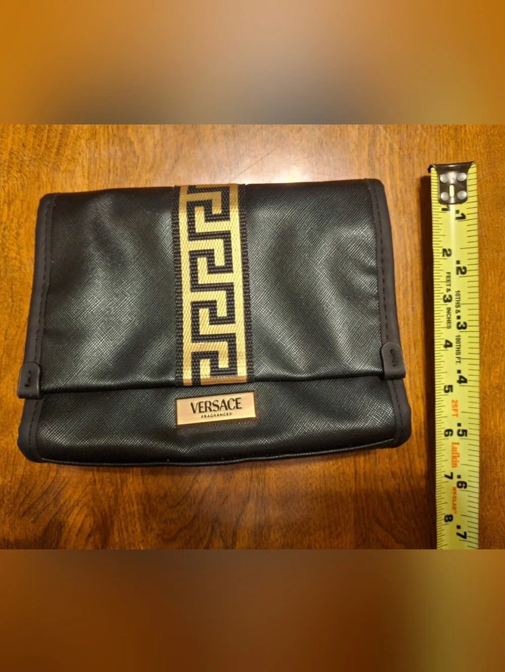 Versace Black and Gold Greek Key Men’s Toiletry Pouch