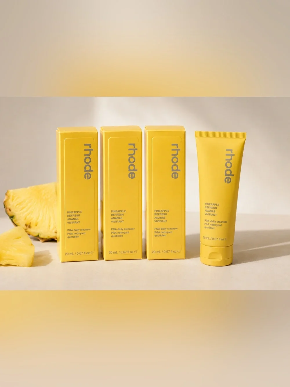 RHODE SET OF 3 MINI Pineapple Refresh Daily Cleansers NIB