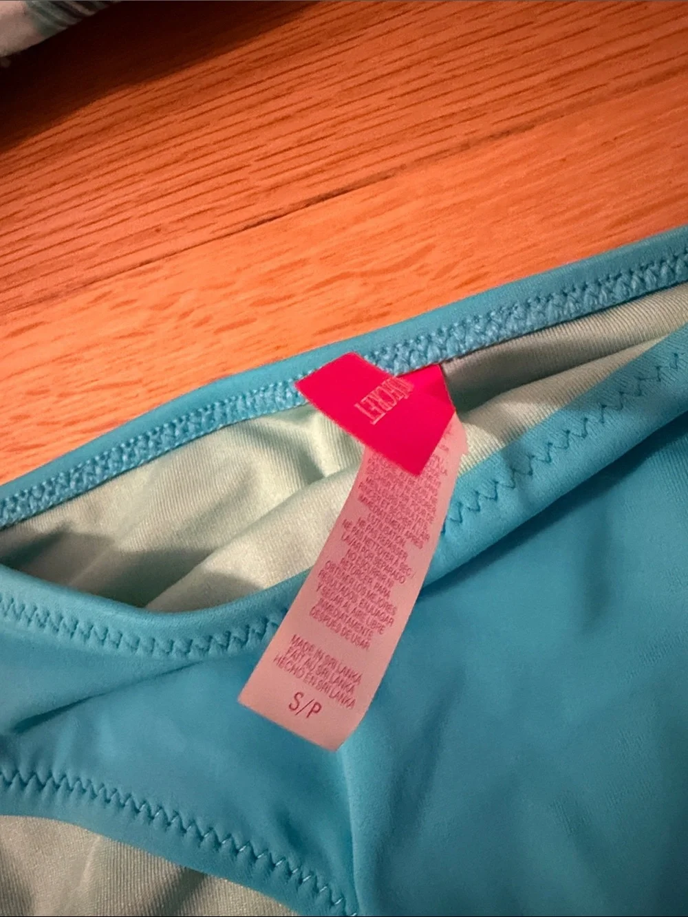 PINK Victoria's Secret Bright Turquoise Bikini Bottoms and Chevron Print top