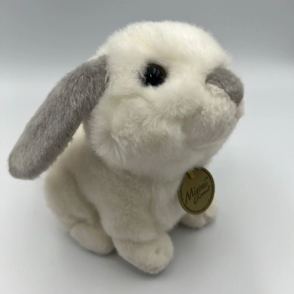 Miyoni by Aurora Lop Bunny Rabbit White/Gray Plush Stuffed Animal‎ Easter