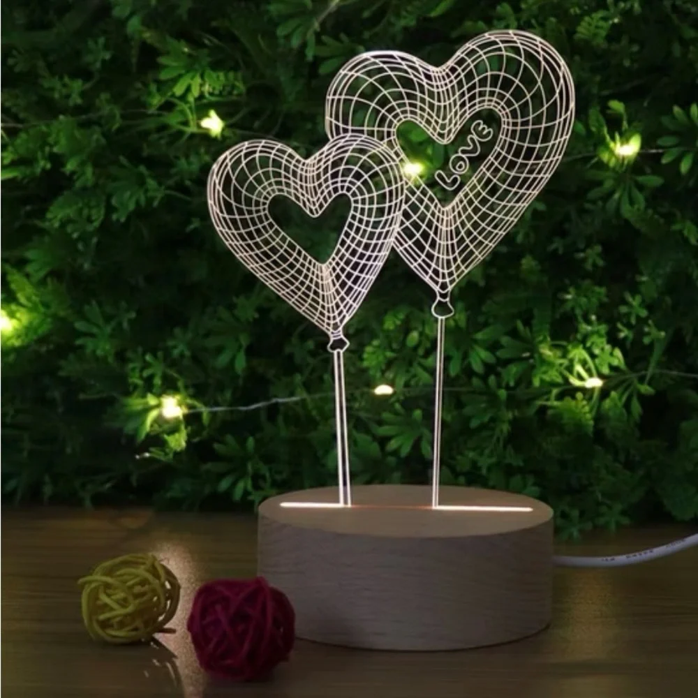 Heart-Shaped LED Light Decor with Love Design