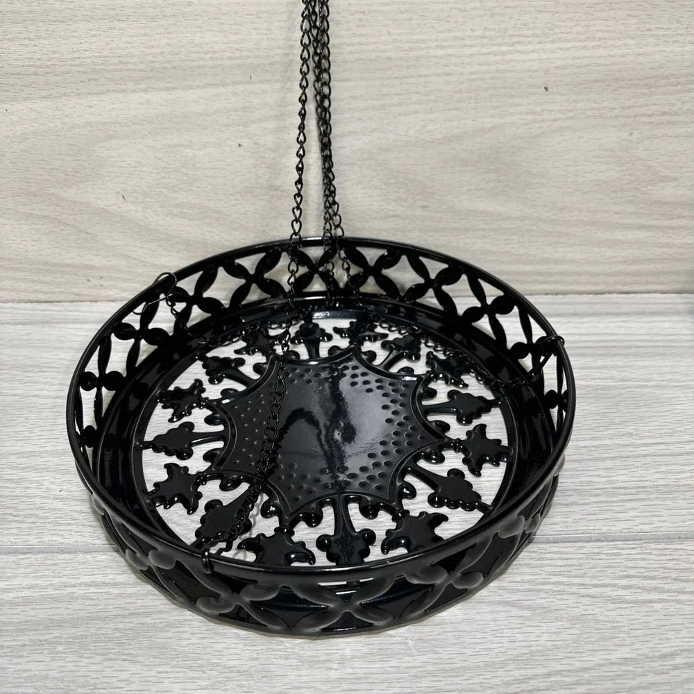 Black Metal Hanging Planter Basket 12 Rustic Farmhouse Boho Indoor Outdoor 10x2