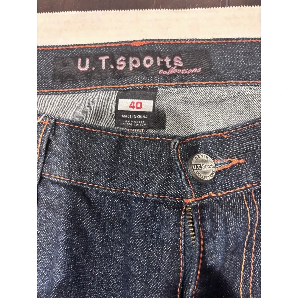 Vintage U T Sports Collections Baggy‎ Jean Shorts Y2K Embroidered Back Pockets