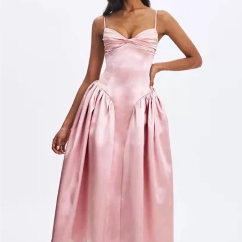 Miss Circle Tullia Satin Ruched Midi Spaghetti Strap Dress‎ XL