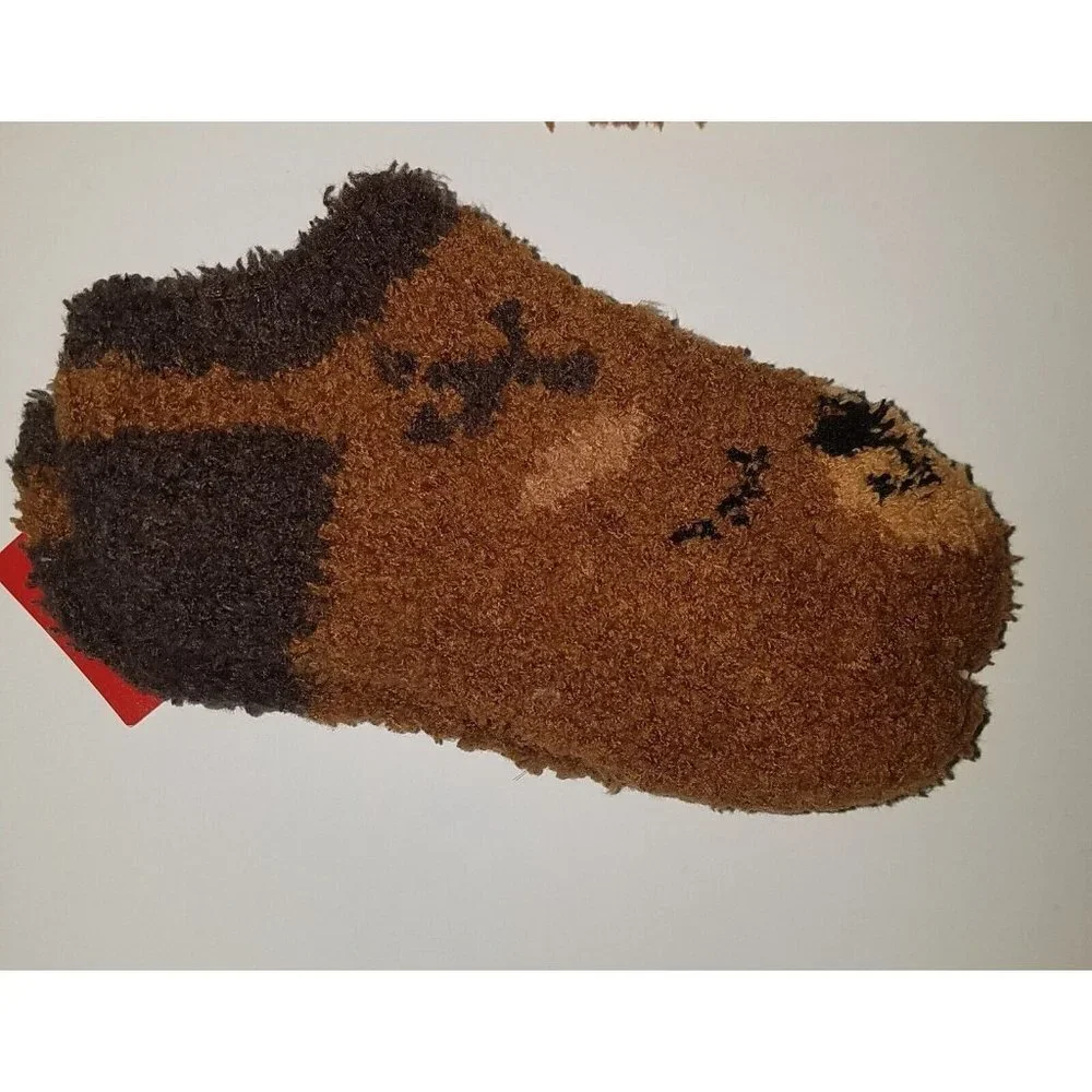 NEW 4 Pairs Brown Deer Kids Toddler Cozy Socks Fuzzy Size 5-6.5 Lot Reindeer