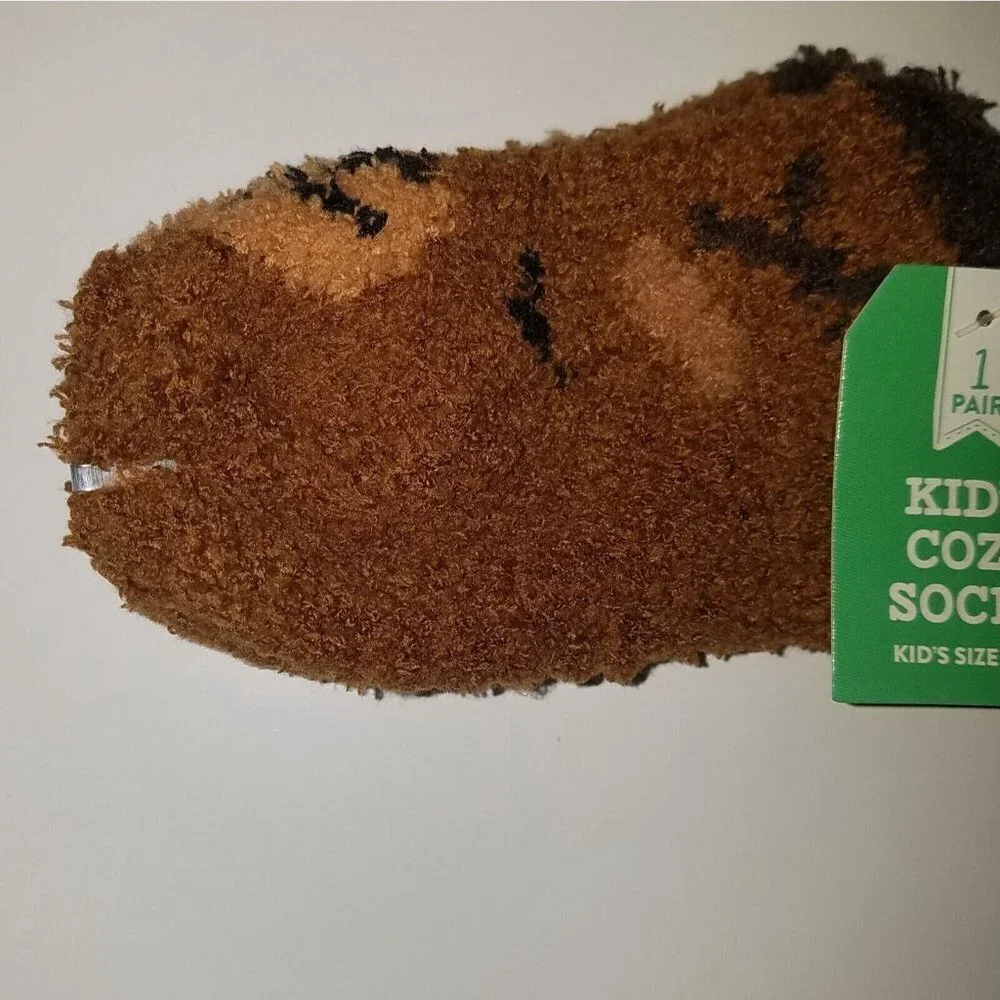 NEW 4 Pairs Brown Deer Kids Toddler Cozy Socks Fuzzy Size 5-6.5 Lot Reindeer