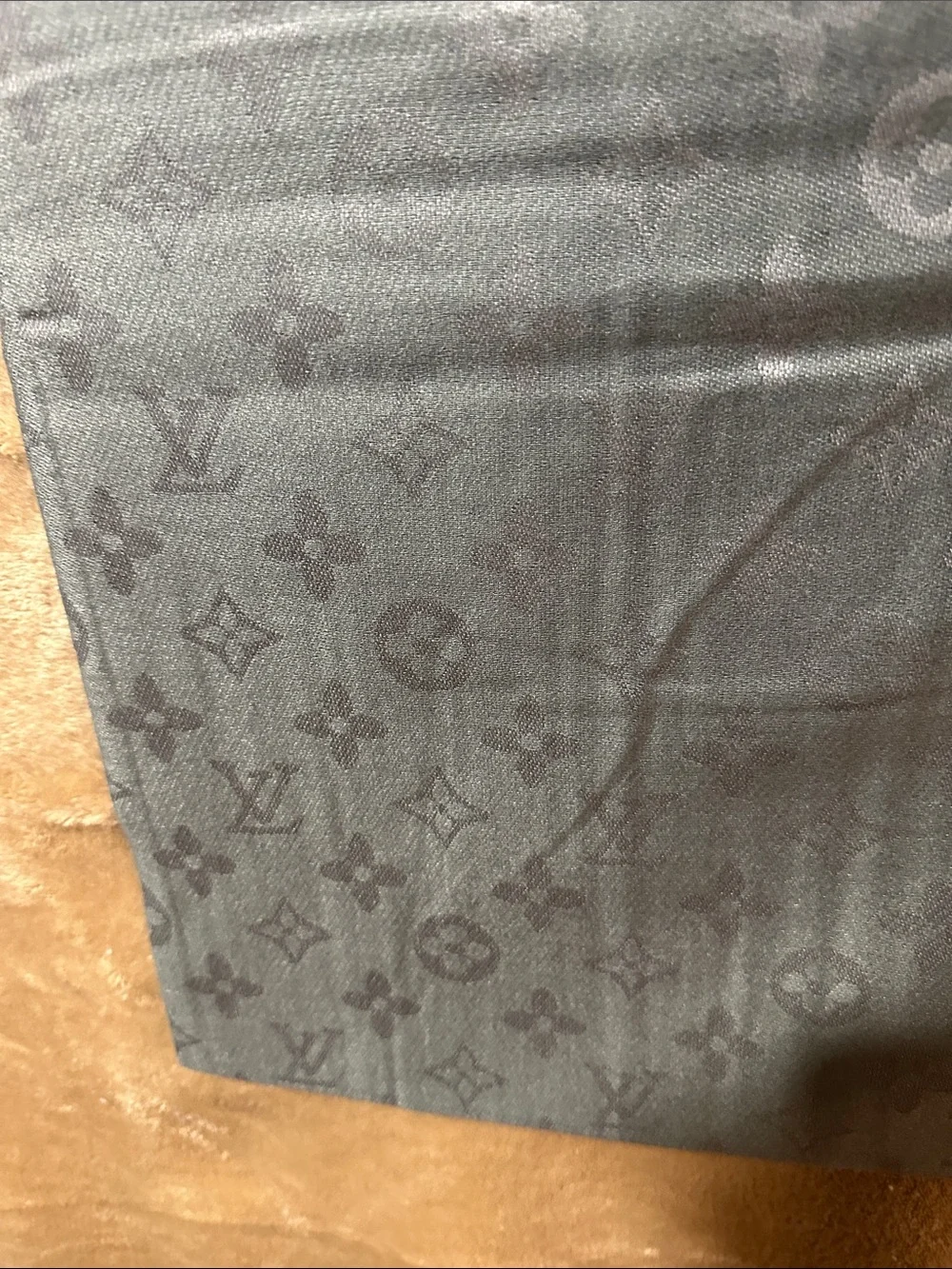 Women’s elegant silver -Grey Monogram Silk Scarf