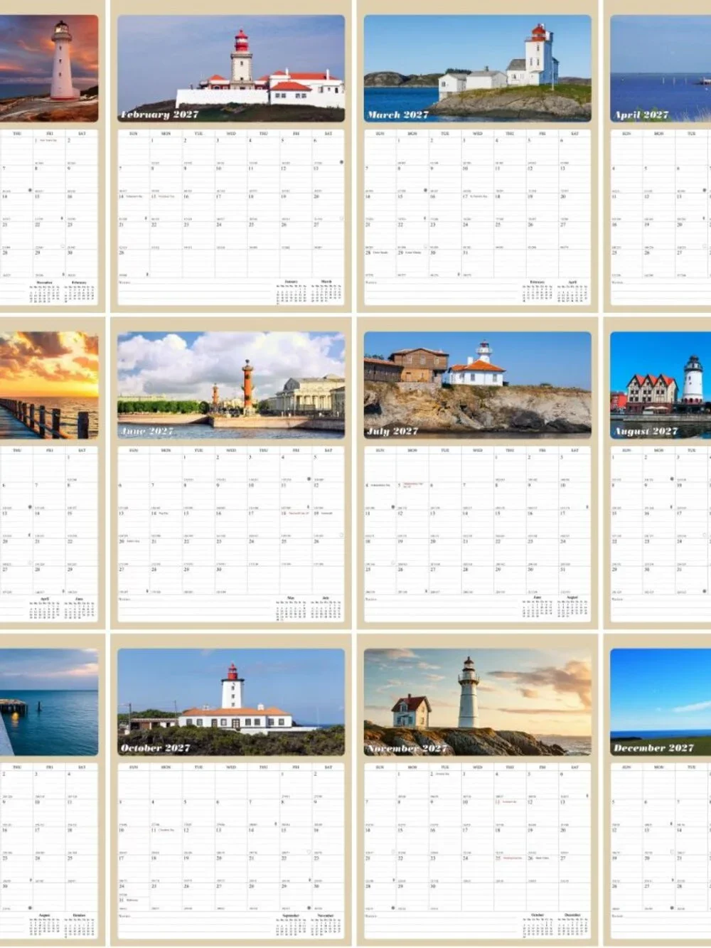 2027 Calendar Magnetic Peel & Stick 12 Months 8.5