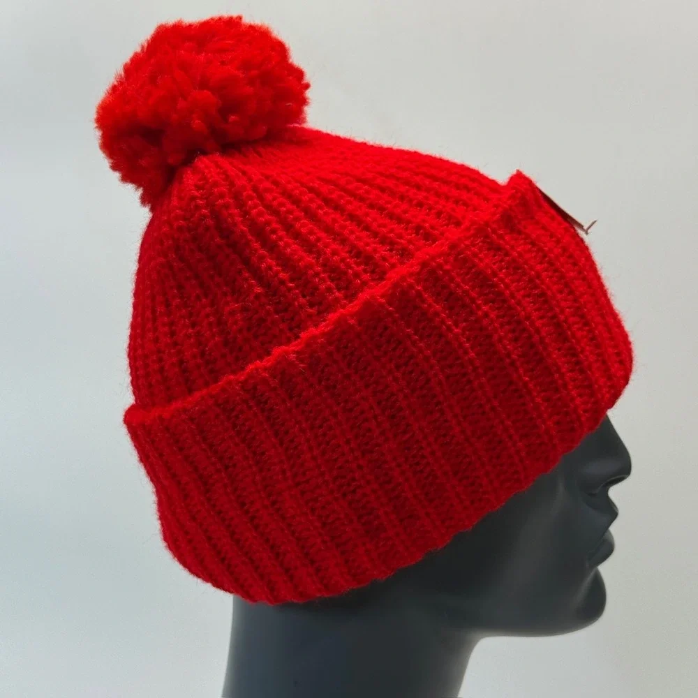 Vintage Kmart Beanie‎ Hat Adult Red Pom Pom Winter