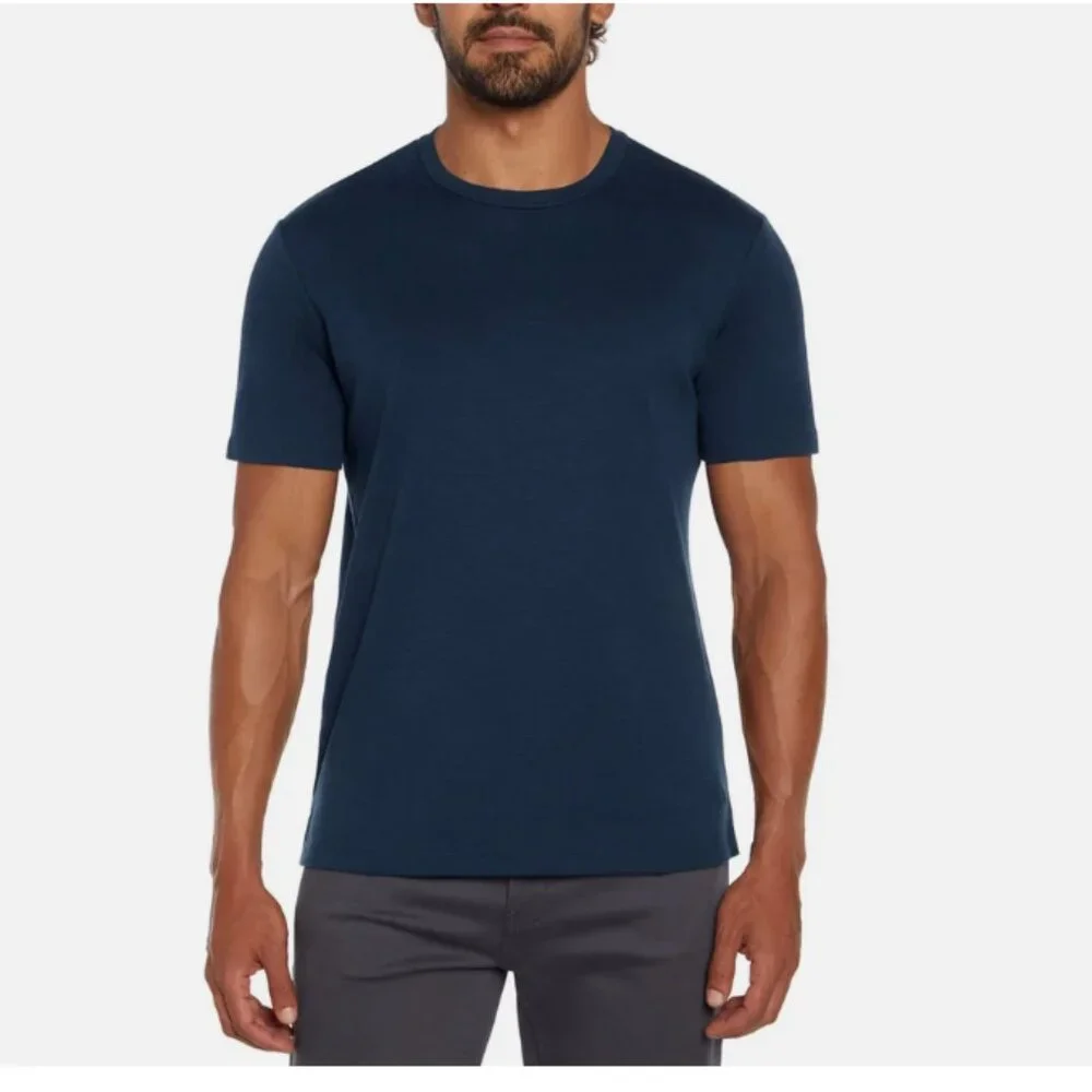 Banana Republic Mens Luxe Touch 100% Cotton Performance Tee, Navy, Size S