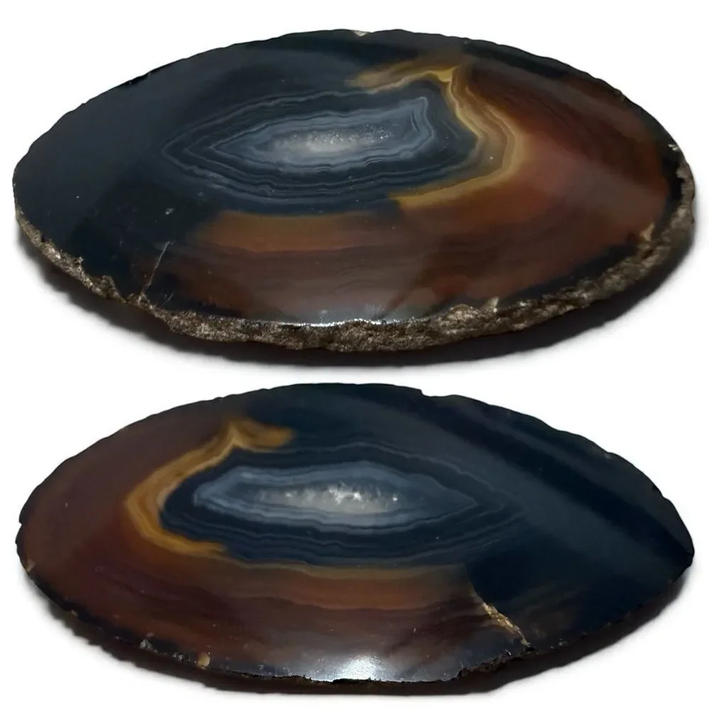Brown Black Polished Agate Slice – Natural Crystal Display Stone 4.75”